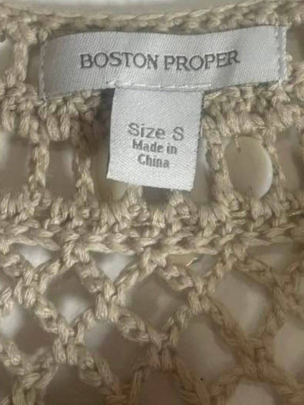 Boston Proper Boho Embellished Open Crochet Tunic Top Shells Size Small - Picture 6 of 10